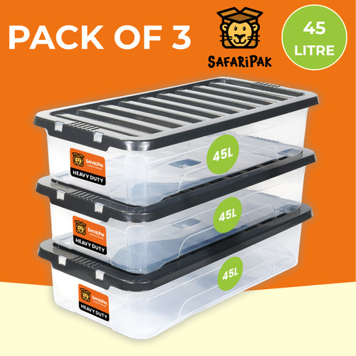Clear plastic 45l underbed - plastic,